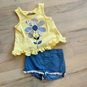 Kids Headquarters Flower & Polka Dot Matching Set | Size: 18 Months